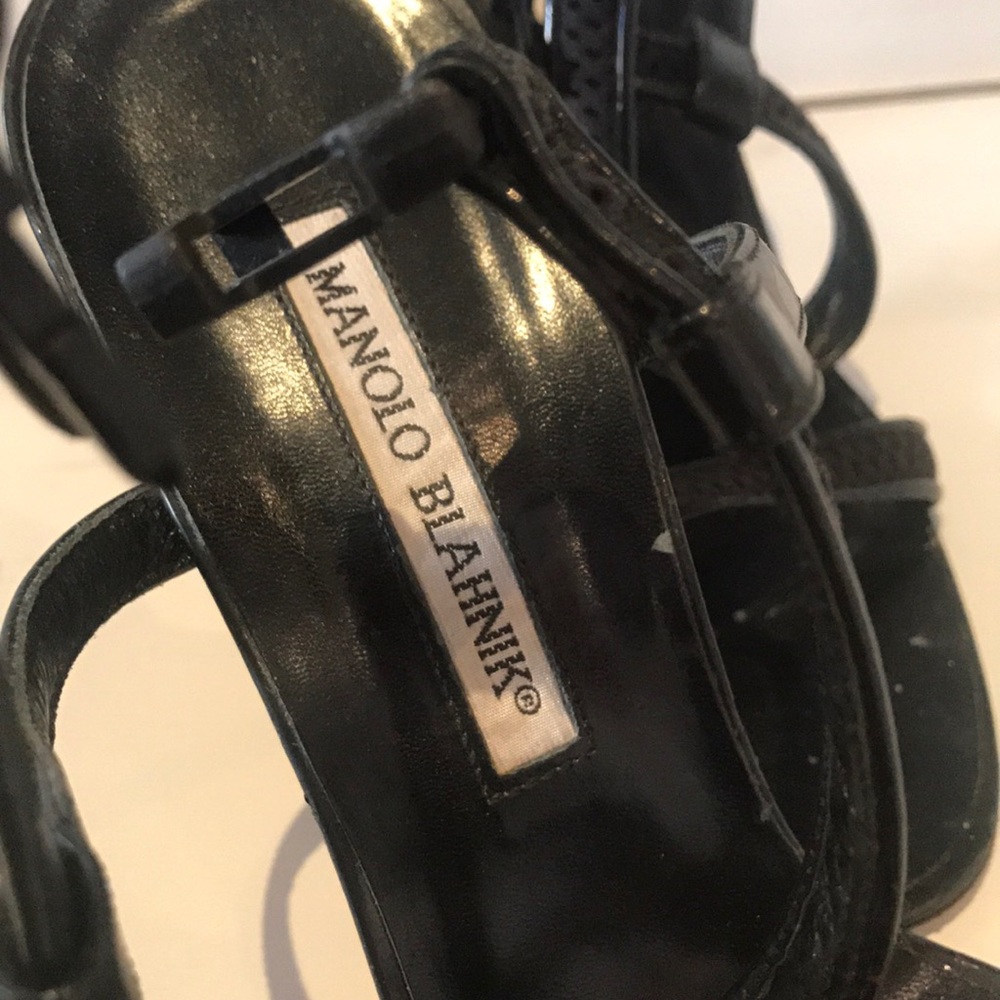 Black ankle strap Manolo Blahnik sandals - Picture 2 of 5